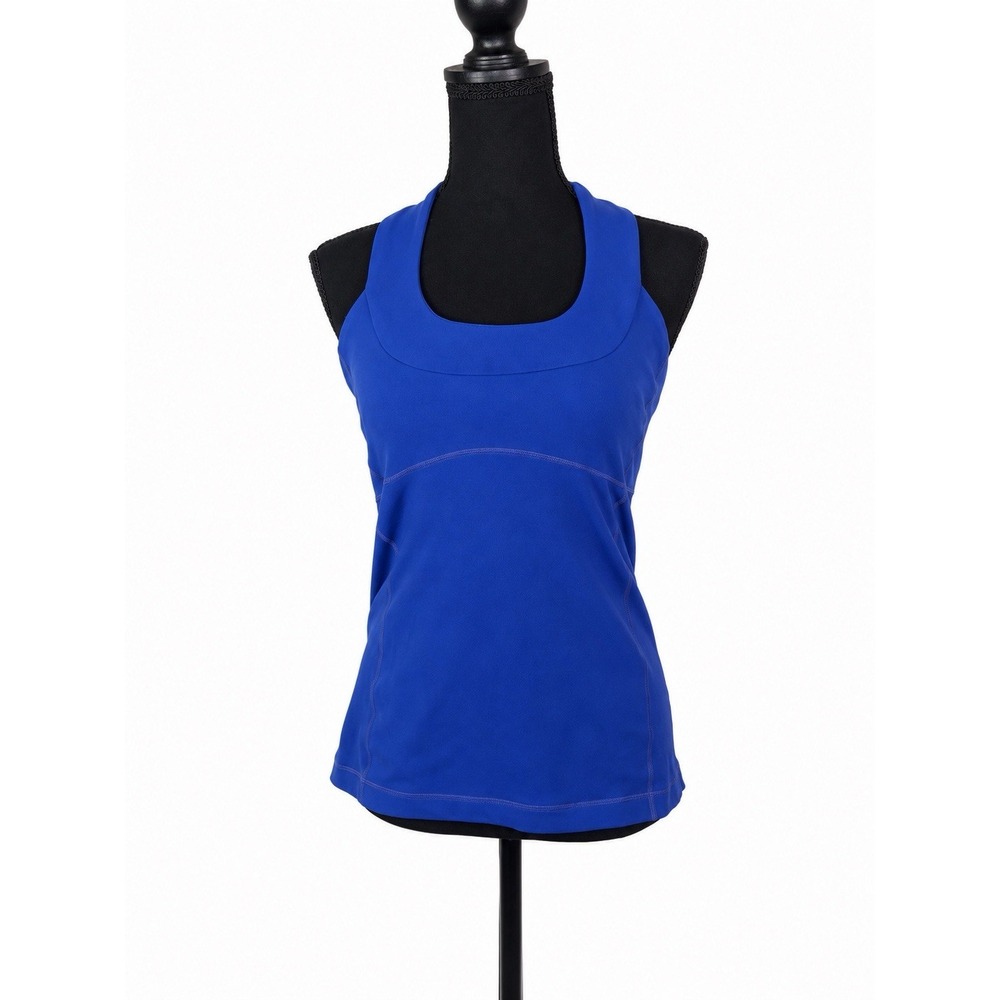 LULULEMON Scoop Neck Tank Top Activewear Blue Womens Size 8 Built In Bra